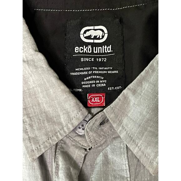 Ecko Unltd Gray Safari Short Sleeve Button Front Shirt XXL - Picture 3 of 9